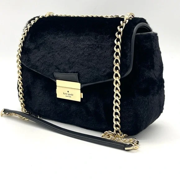 Kate Spade Carey Faux Fur Small Shoulder Bag Black