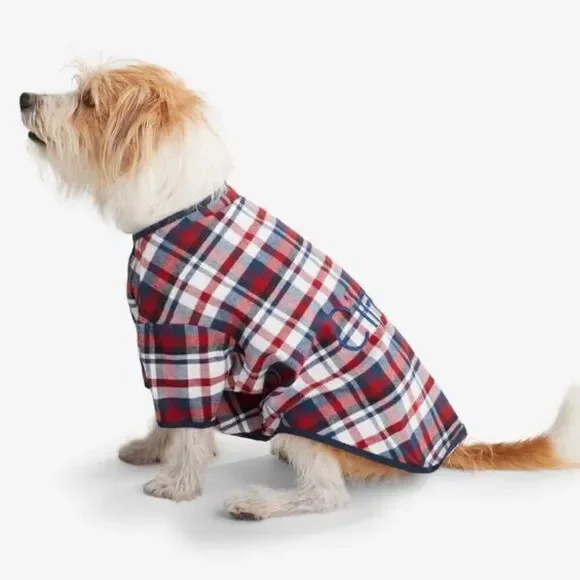 The Company Store Large, XL Flannel Plaid Red/Navy Dog Pajamas