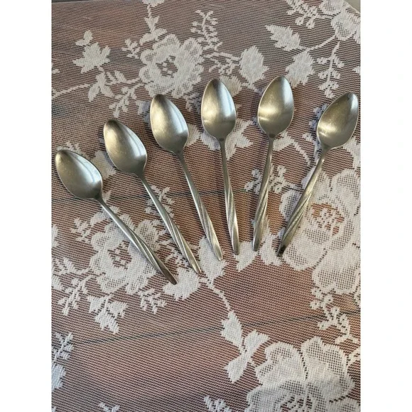 American Stainless Teaspoons Set of 6 Silver American Flair Textured Swirl