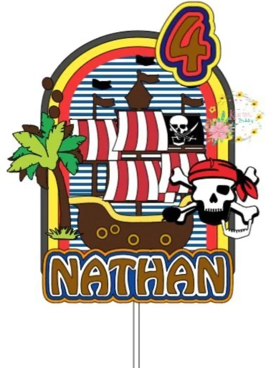 PIRATE CAKE TOPPER 3D l PERSONALIZED ASSEMBLED