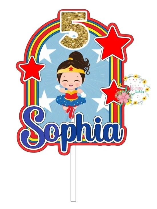 WONDER WOMAN CAKE TOPPER 3D l PERSONALIZED ASSEMBLED