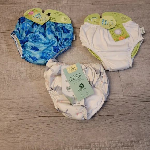 Swim Diaper Set - Blue, White, and Cream