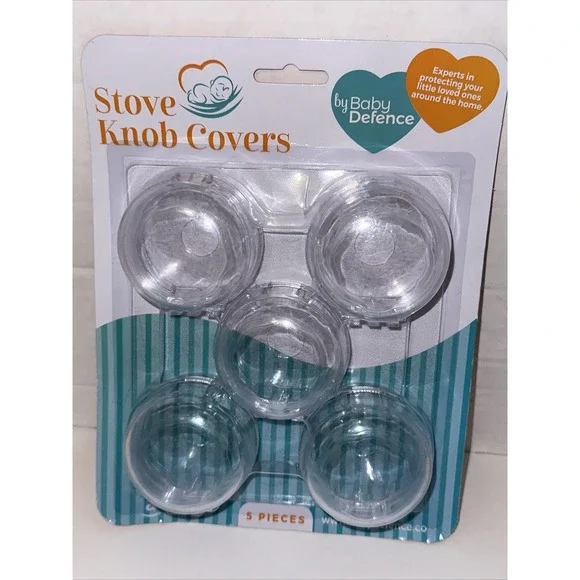 5 Pack Clear Stove Knob Safety Covers - Child Proof Lock for Kids Toddlers Baby