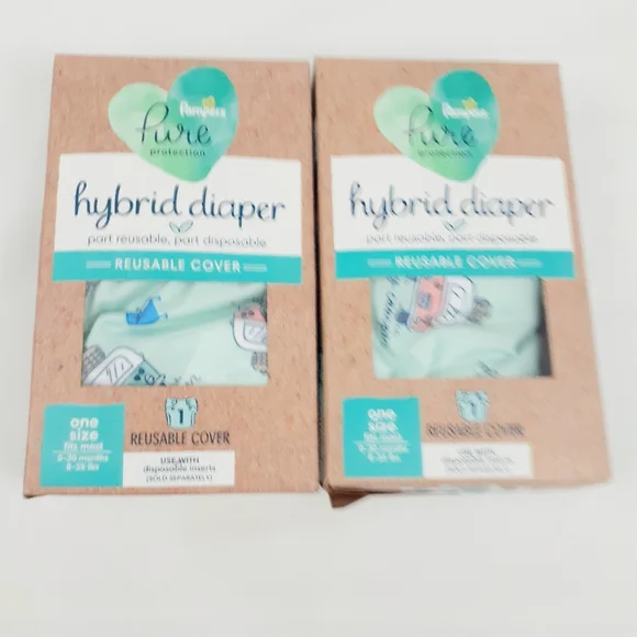 Lot of 2 Pampers Protection Pure Hybrid Diaper Reusable Cover 0-3 M
