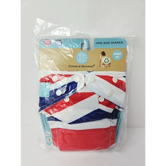 Charlie Banana reusable diaper cloth red white blue NEW baby toddler