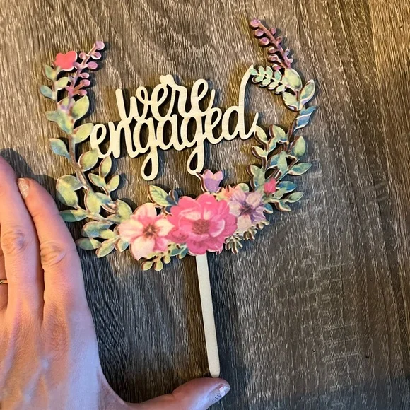 “We’re Engaged” Cake Topper