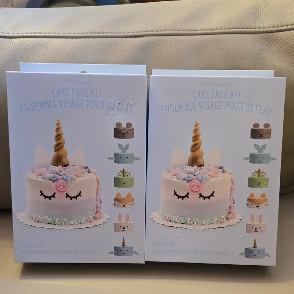 Unicorn Cake Face Kit - Gold and Pink 1 Set Of 2, NEW