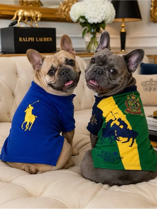 RALPH LAUREN DOG POLO SHIRT LOT OF 2 LARGE BIG PONY PET CLOTHES BLUE GREEN