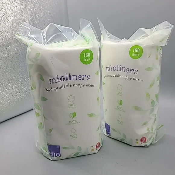 Bambino Mio Mioliners set (2) Nappy Liners 160 Count/ each Biodegradeable NEW