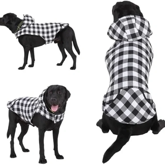Warm Plaid Dog Hoodie Jacket, Winter Coats for dog size XL