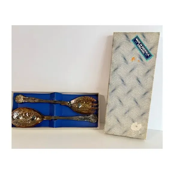 Vintage Silverplated Salad Serving Spoon & Fork 9