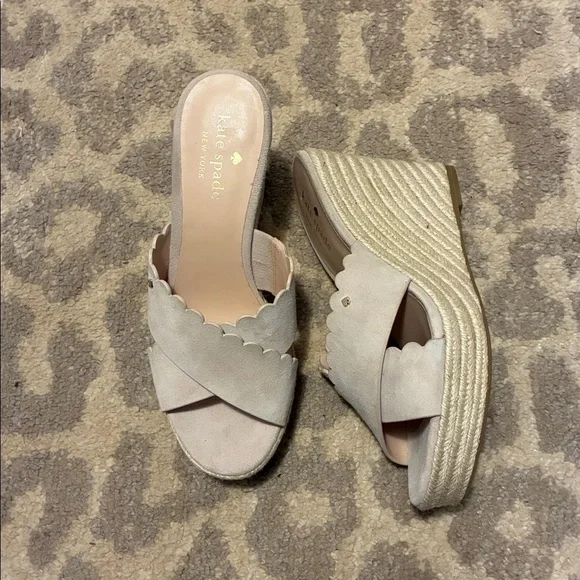 Kate Spade Tegan Wedge Mule Slide Sandal Espadrilles Pink Blush Color Size 7.5