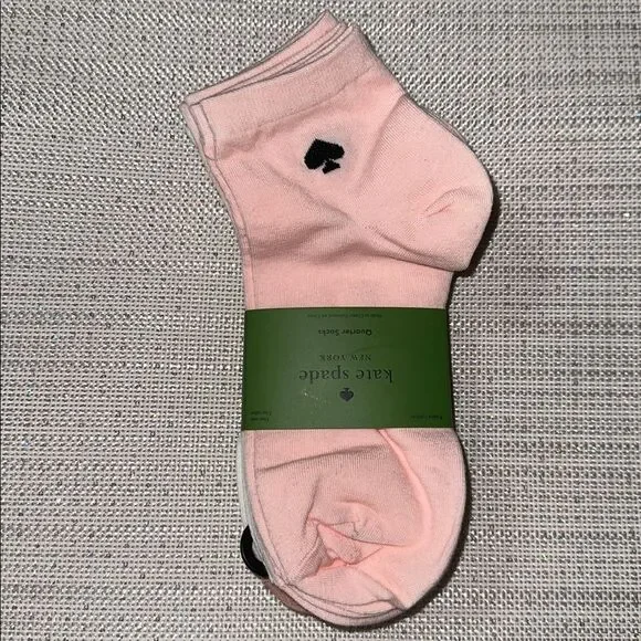 kate spade 6 pairs White Pink Mauve Quarter Cotton Blend Socks