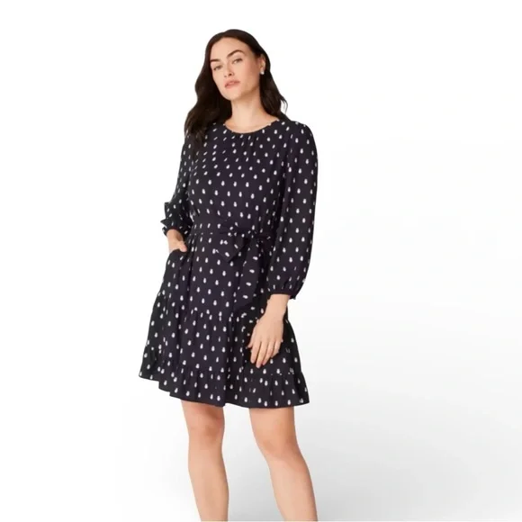 Kate Spade Hoot Night Owl Blaze Blue Shift Dress w/ Tie Waist Detail Size M