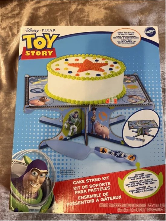New Disney Toy Story Cake Stand Kit Kids Party Cakes Holder Plate Square Buzz