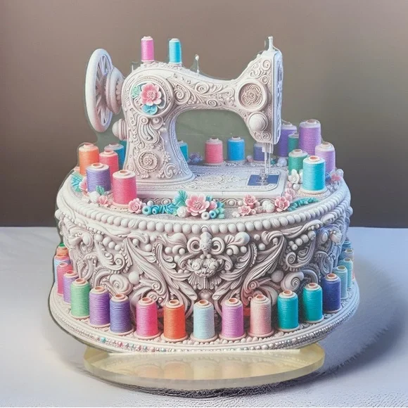 LARGE 7” 2D Sewing Machine Themed Cake Topper Clear Acrylic Seamstress Birthday