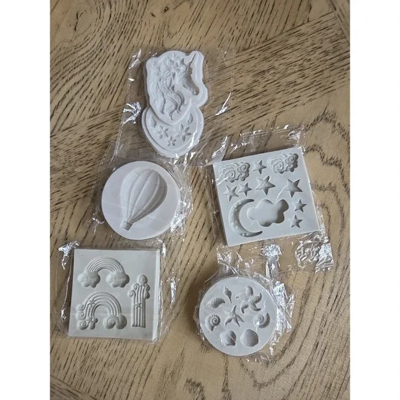 5 PCS Marine Theme Cake Fondant Silicone Mold Seashell Starfish Unicorn Rainbow