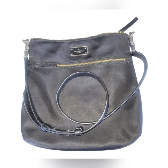 Kate Spade NY Black Dawn Nylon Flat Crossbody Purse Bag