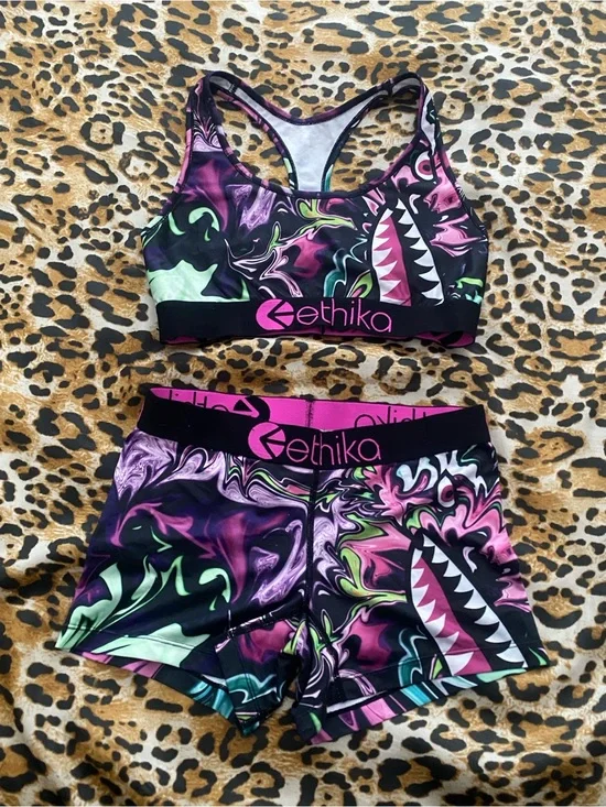Ethika Womens Matching Sports Bra and Boxers Set