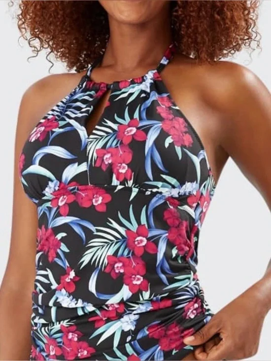 Tommy Bahama tankini swim set with matching cover up Midnight Orchid Reversible