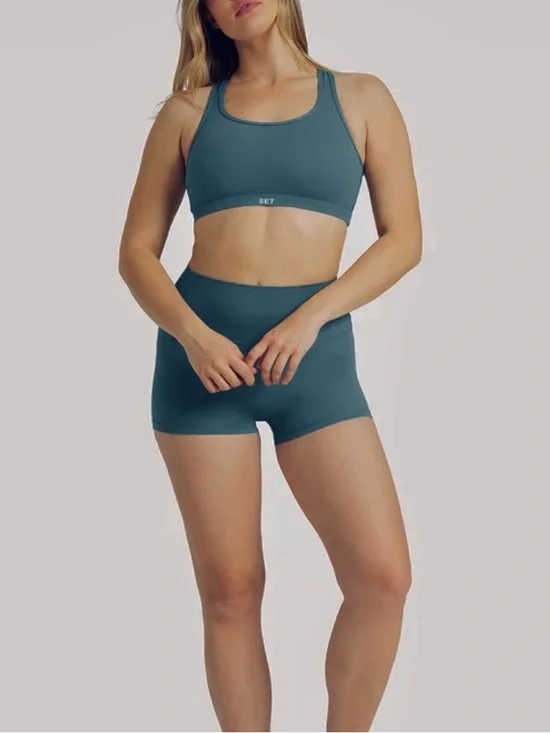Set Active- Form Cloud Matching Set- Biker Shorts & Sports Bra in Agave. Sm/Med
