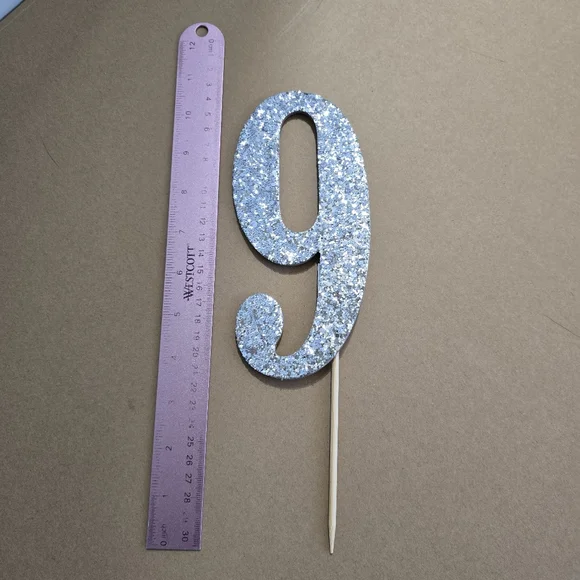 🎂Silver Glitter Cake Topper