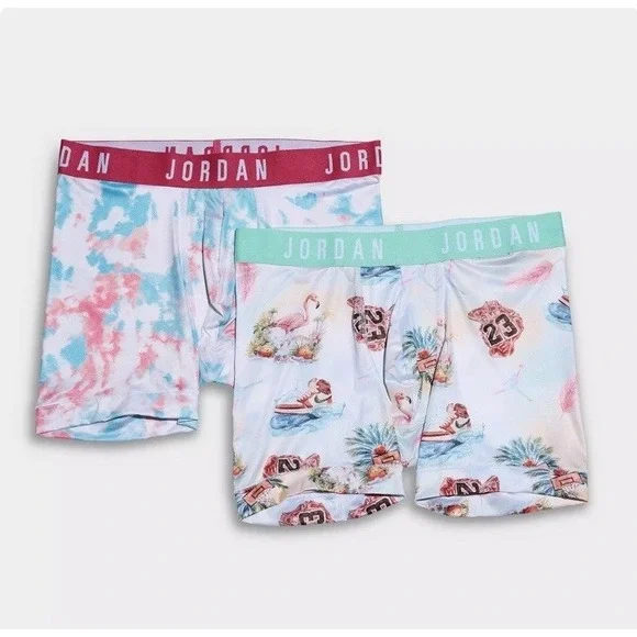 JORDAN Flight Micro Dri-Fit Boxer Briefs 2 Pack Blue Pink Men's Sz L (36-38) NEW