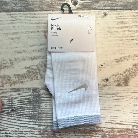 Nike Spark Running Socks - White/Gray -SZ women’s 11.5 - 13 Men’s 10-11.5
