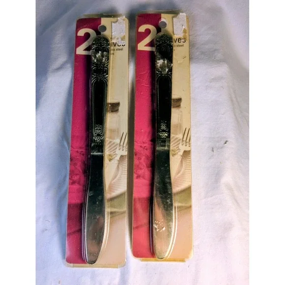 Lot of 4 Stainless Steel Dinner Knives Royal Household Products New Sealed Flat