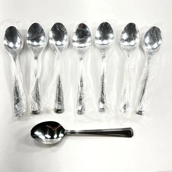 Hampton Silversmiths Soup Spoons 8 Stainless Flatware Extras Replacement HSV188