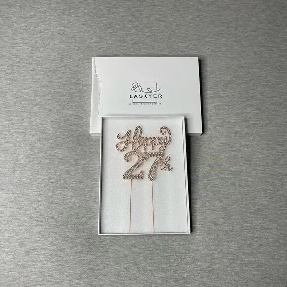 Happy 27th Birthday Rose Gold Rhinestone Cake Topper