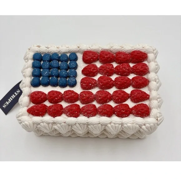 4th of July PATRIOTIC Faux Cake with Faux Strawberries and Blueberries