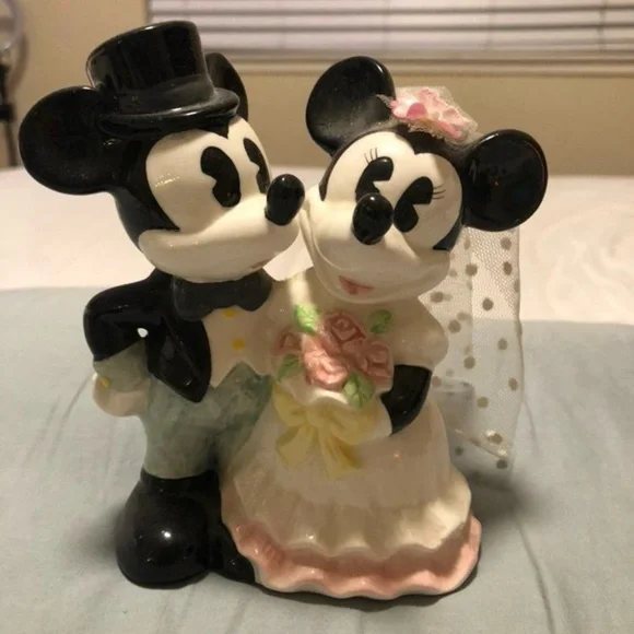 Disney Wedding Cake Topper - Black, White, Pink, and Green