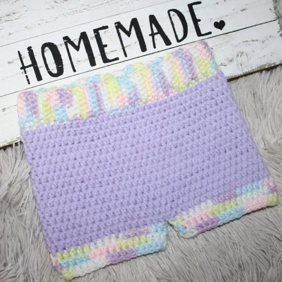 🟣 PURPLE CROCHET DIAPER COVER · 3–6 MO 🟣