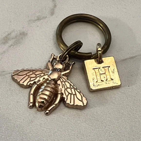 Gold Bee and Initial Charm