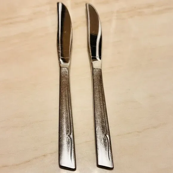 2pc Oneida Profile Oneidacraft Deluxe Stainless Modern Solid Knife SLANT HDL