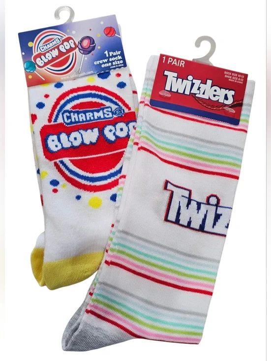 Men's Novelty Socks, Twizzlers And Charms Blow Pops, New
