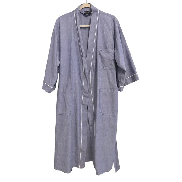 Christian Dior Monsieur Vintage 100% Cotton Chambray Robs White Piping One Size