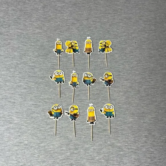 Despicable Me Minions Birthday Cupcake Topper Picks 12 PCS. Set