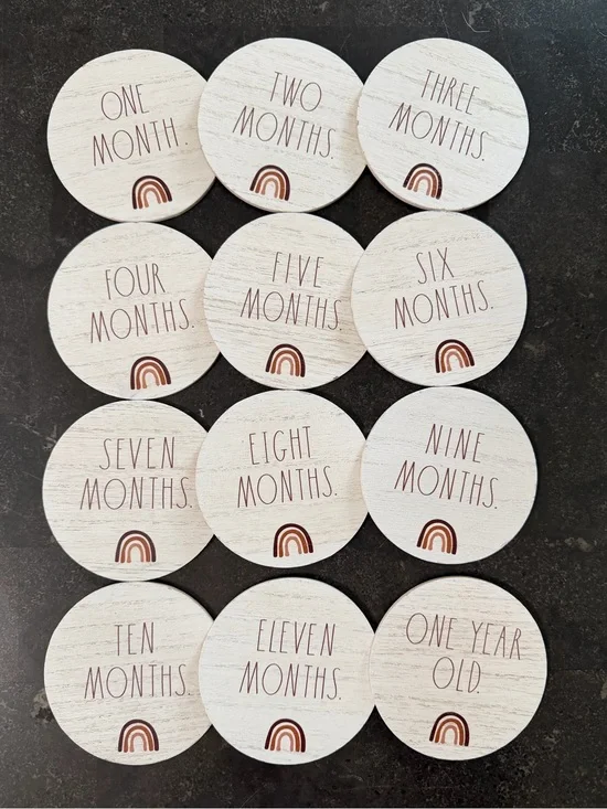 Rae Dun Wooden Milestone Discs - Neutral Rainbow (Set of 12)