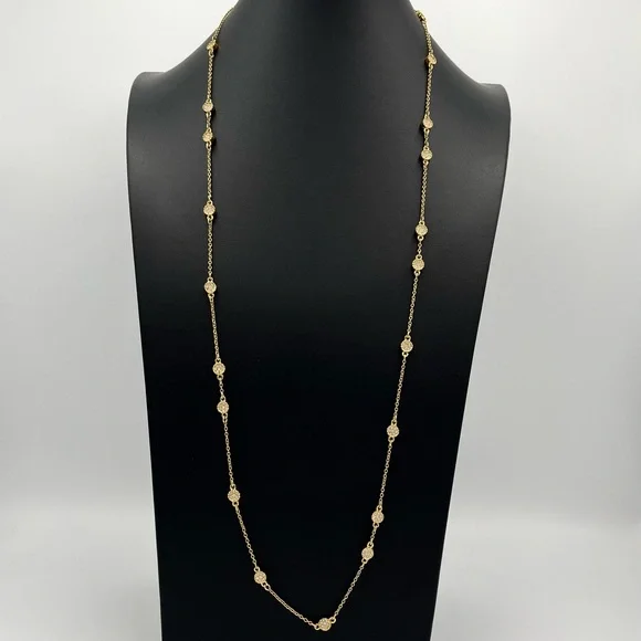 EUC Kate Spade Gold Crystal Long Continuous Scatter Station Necklace