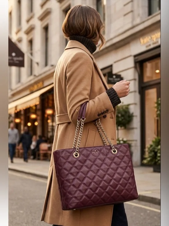 kate spade Natalia Leather Tote Bag in Burgundy