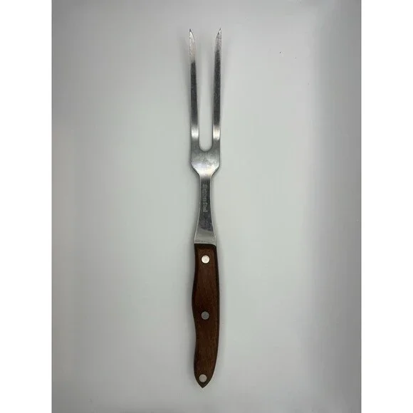VTG Meat Carving Fork Interpur Japan Stainless Steel MCM Wood Handle‎ Heavy Duty