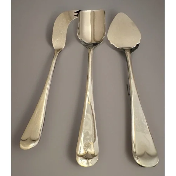 Gentry Silver Sheffield England ENGLISH TIP Stainless Cheese Serving Set