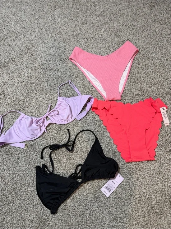 Mix & Match Bikini Set - Pink, Coral, Lilac & Black Pieces