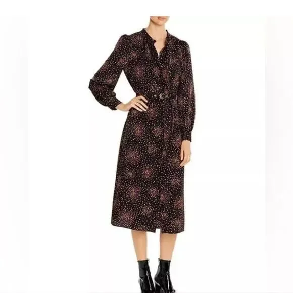 Kate Spade Disco Dots Ruffle Shirt Dress Black Size 4 EUC