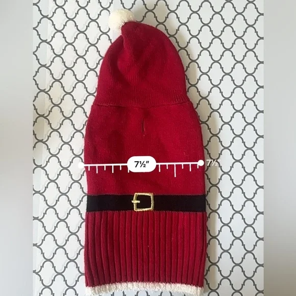 Santa sweater for small dogs. Black Belt Design
