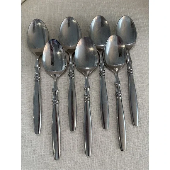 Reed & Barton PERTH Stainless Flatware‎ 7 Oval Soup Spoons Rebacraft Japan