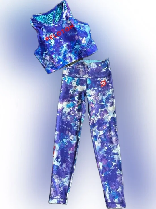 Peloton Blue Moves 2pc Matching Bra & Reversible Legging Set New