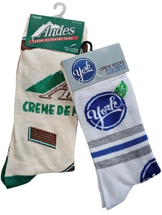 Andes & York Novelty Men's Crew Socks - White & Cream - Pack of 2